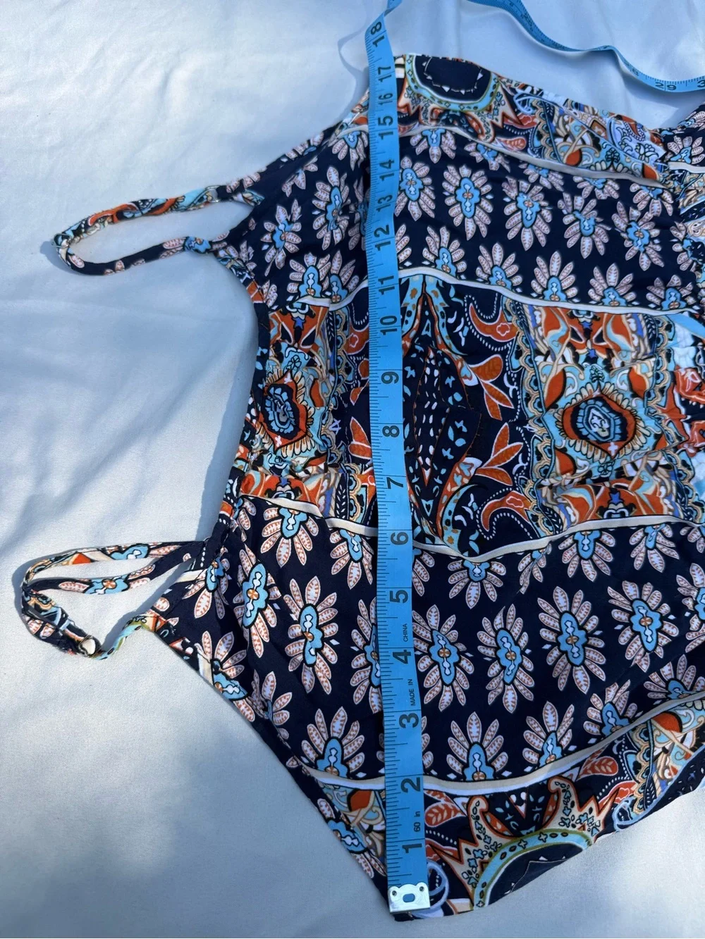 Girls Navy Floral Paisley Sundress with Orange Accents